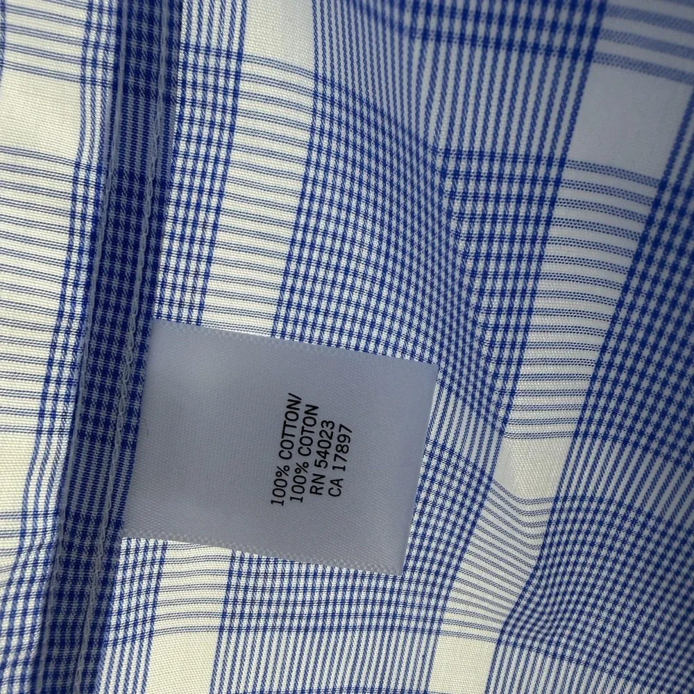 Banana Republic Shirt Mens XL Blue‎ White Plaid Non Iron Classic Fit Button Down